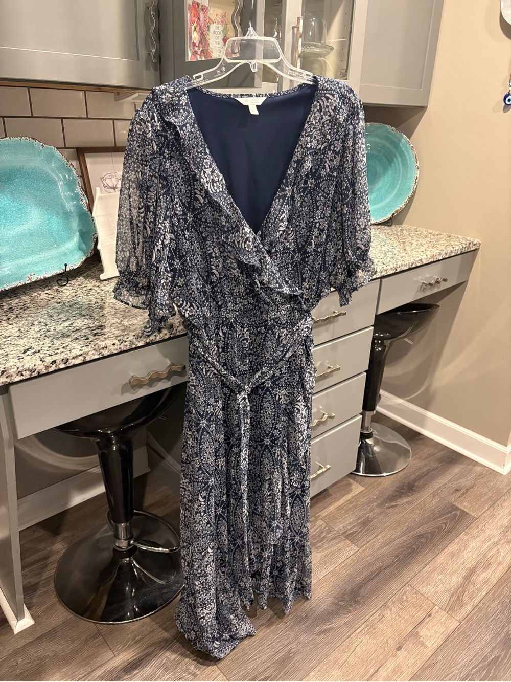 Navy Floral Wrap Maxi Dress - Women